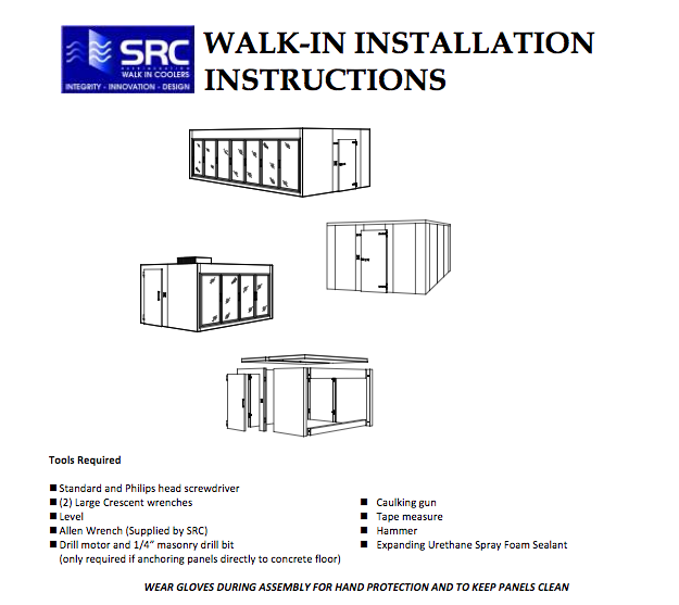Walk-In Installation Instructions